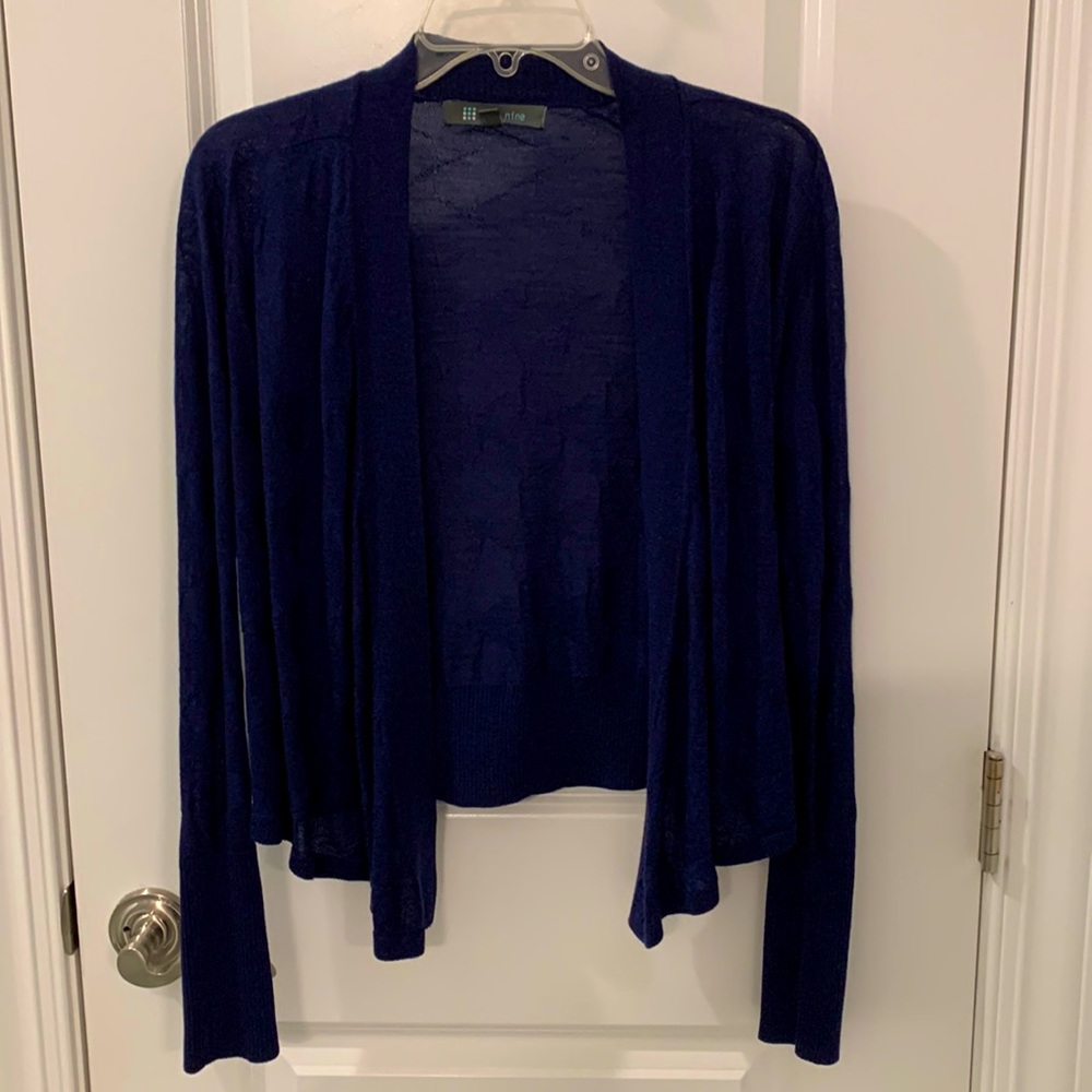 Title Nine navy cropped waterfall cardigan